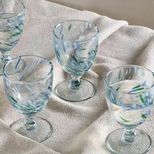 Nkuku Taja Wine Glass Sea Blue